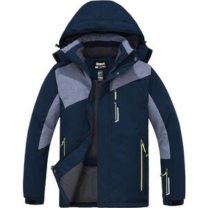 Skieer Men's Waterproof Multi-Use Waterproof Hooded Jacket in Blue, Size L​​​